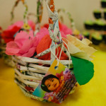 Custom made basket from recycled magazine material